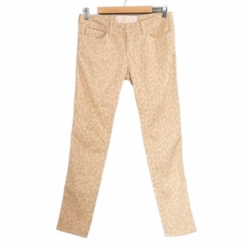 Anthropologie Bella Dahl Tan Cream Leopard Print Low Rise Chino Women’s Size 28